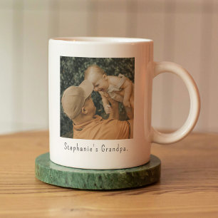 Personalisiertes Foto und Name von Opa und Enkelki Kaffeetasse