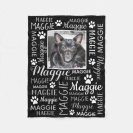 Personalisiertes Foto und Namen | Black Dog Blanke Fleecedecke
