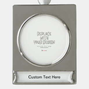 Personalisiertes Foto- und Namens-Andenken Banner-Ornament Silber