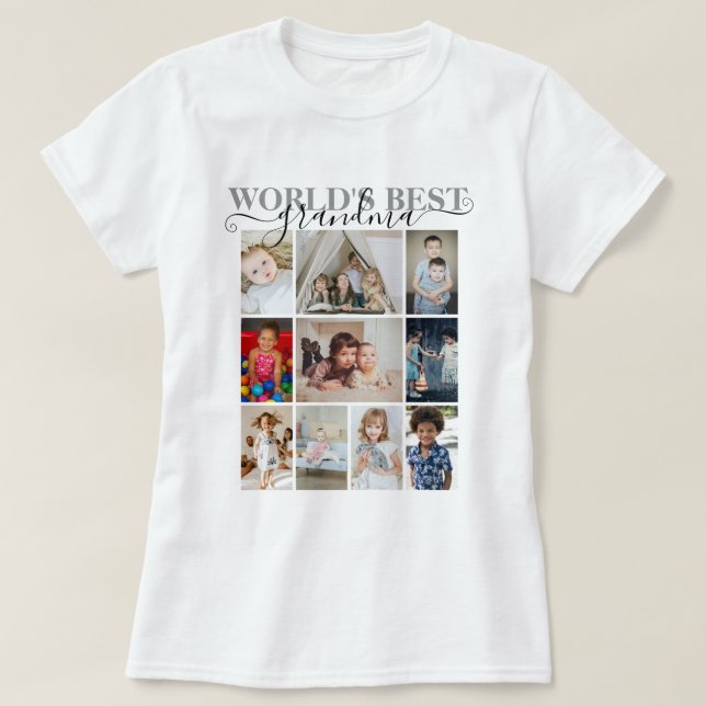 Personalisiertes Foto und Text 10 FotoCollage T-Shirt (Design vorne)