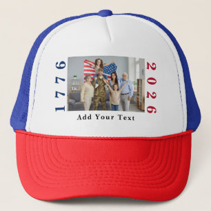 Personalisiertes Foto und Text 1776 2026 Patriotis Truckerkappe