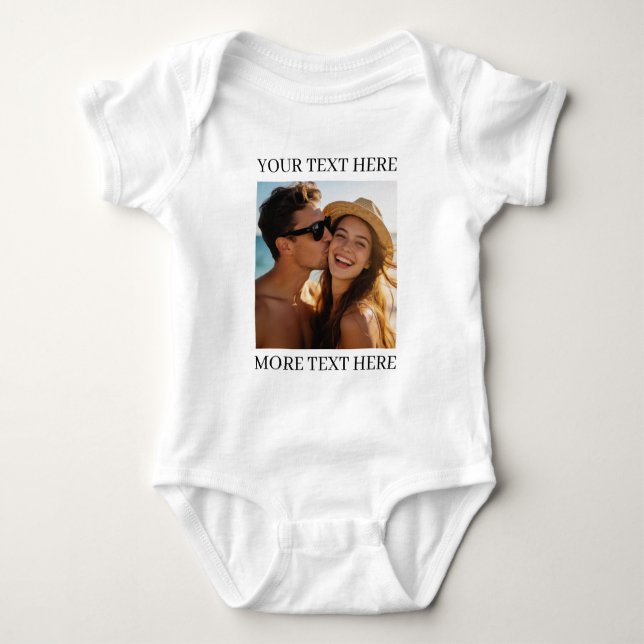 Personalisiertes Foto und Text Baby Strampler (Vorderseite)