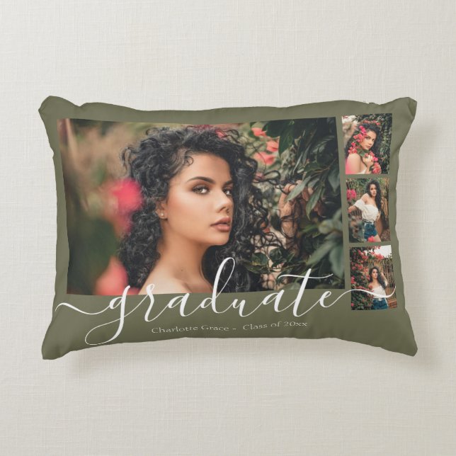 Personalisiertes Foto und Text-Collage Graduare Dekokissen (Vorderseite)