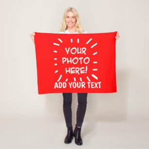 Personalisiertes Foto und Text Einfach Fleecedecke