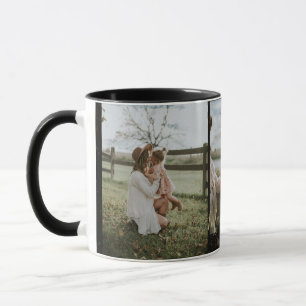 Personalisiertes Foto und Text Elegante Schwarz Tasse