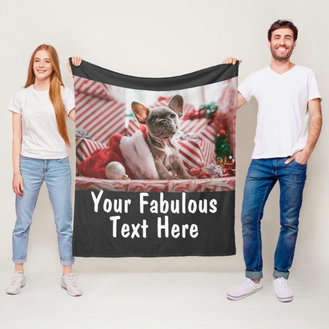 Personalisiertes Foto und Text Fleecedecke (Beispiel)