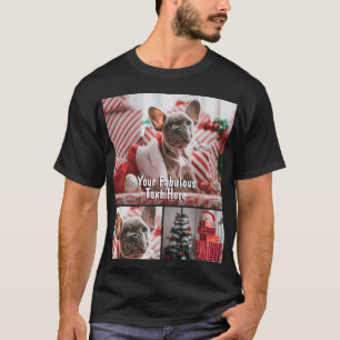 Personalisiertes Foto- und Text-Fotocollage-Gitter T-Shirt