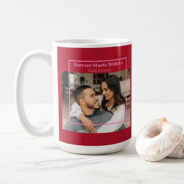 Personalisiertes Foto- und Text-Geschenk mit Roman Kaffeetasse (Mit Donut)