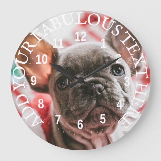 Personalisiertes Foto und Text Große Wanduhr (Vorderseite)