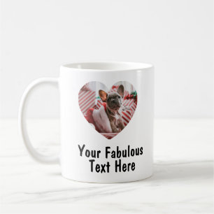 Personalisiertes Foto- und Text-Herz Kaffeetasse