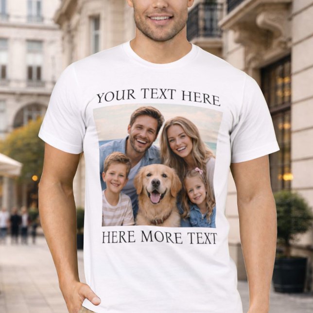 Personalisiertes Foto und Text oder Name Elegant S T-Shirt (Von Creator hochgeladen)