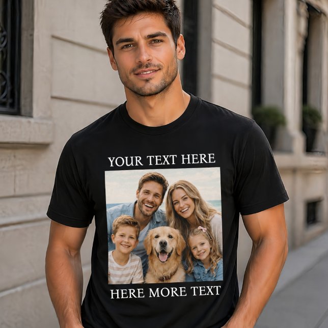 Personalisiertes Foto und Text oder Name Elegant S T-Shirt (Von Creator hochgeladen)