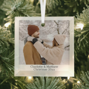 Personalisiertes Foto und  Text Ornament Aus Glas