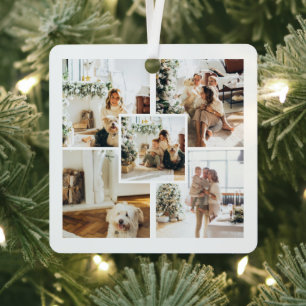 Personalisiertes Foto und Text Ornament Aus Metall
