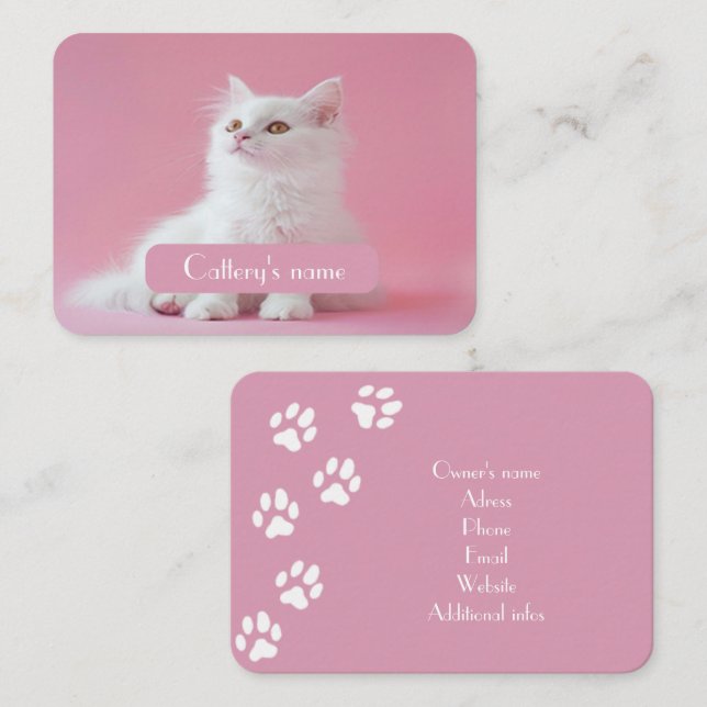 Personalisiertes Foto und Text rosa Farbe Telefonnummerkarte (Vorne/Hinten)