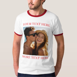 Personalisiertes Foto und Text Rot T-Shirt
