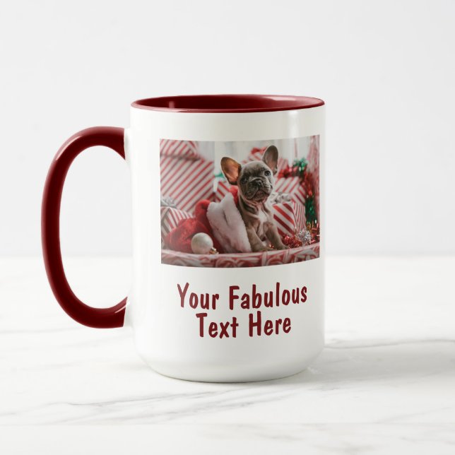 Personalisiertes Foto und Text rot Tasse (Links)