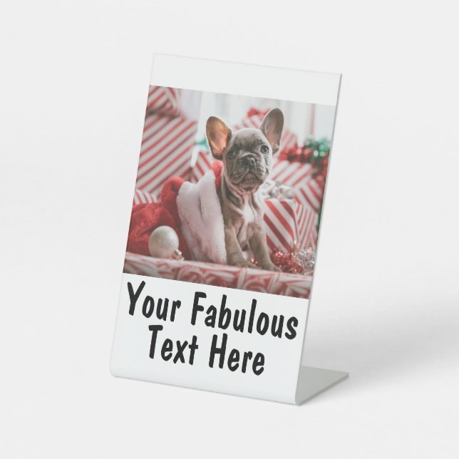 Personalisiertes Foto und Text Sockelschild (Vorderseite)