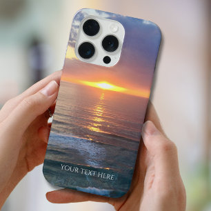 Personalisiertes Foto und Text Sonnenuntergang iPhone 15 Pro Hülle