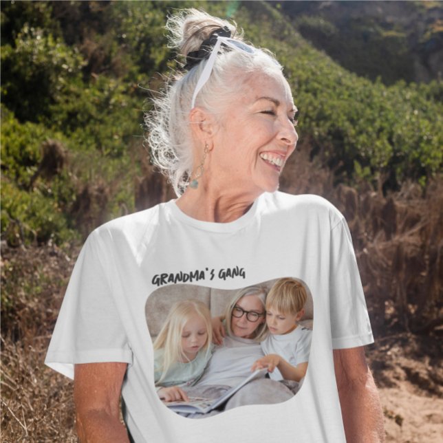 Personalisiertes Foto und  Text T-Shirt (Photo and Text Personalized T-Shirt - Ideal for anyone including Grandma. Change text change photo)