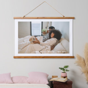 Personalisiertes Foto und Text Wandteppich Mit Holzrahmen