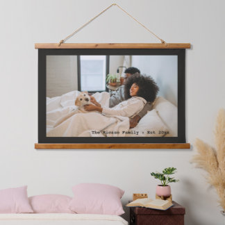 Personalisiertes Foto und Text Wandteppich Mit Holzrahmen