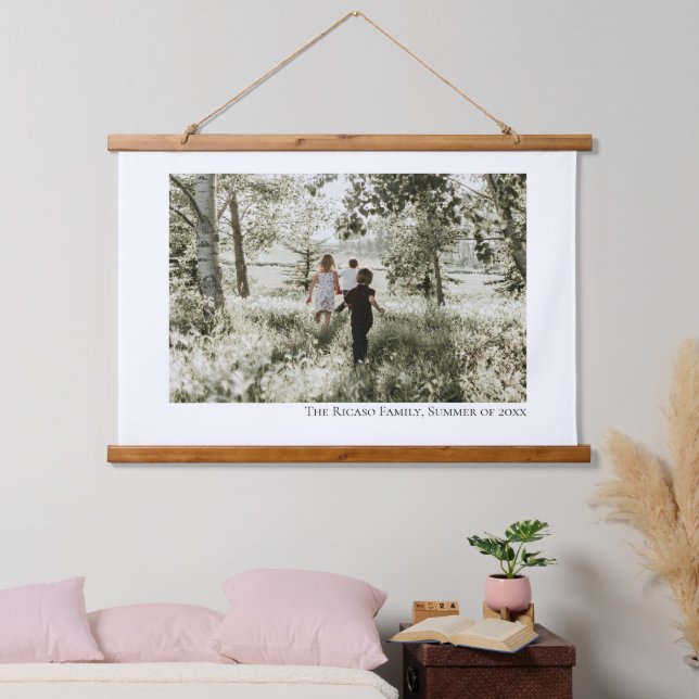 Personalisiertes Foto und Text Wandteppich Mit Holzrahmen (Schlafzimmer)