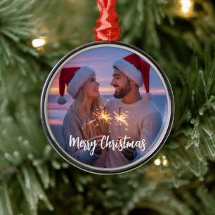 Personalisiertes Foto- und Text-Weihnachten 2025 B Ornament Aus Metall