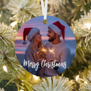 Personalisiertes Foto- und Text-Weihnachten 2025 B Ornament Aus Metall