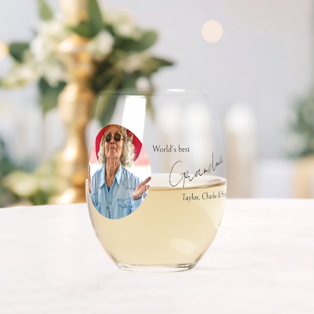Personalisiertes Foto und  Text Weinglas Ohne Stiel (Insitu (Hochzeit))