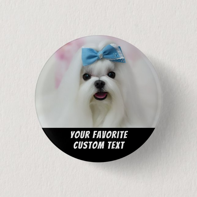 Personalisiertes Foto- und Textdesign in kleiner s Button (Vorderseite)