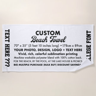 Personalisiertes Foto und Textilablage 70" Strandtuch