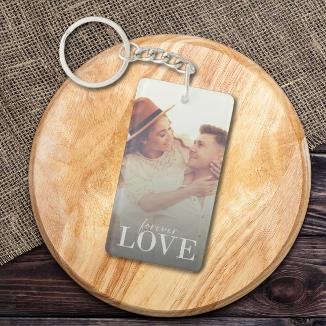 Personalisiertes Foto und Textromantik Schlüsselanhänger (Personalised Filter Photo Forever Love Romantic Elegant Keychain)