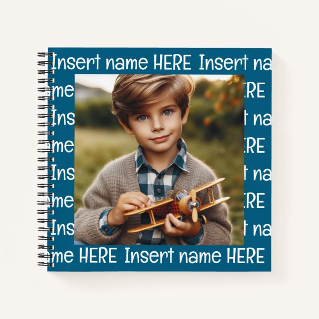 Personalisiertes Foto und Titel All Occasion Blue Notizbuch (Vorderseite)