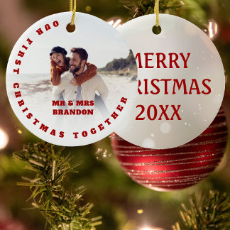Personalisiertes Foto Unser erstes Weihnachten zus Keramik Ornament