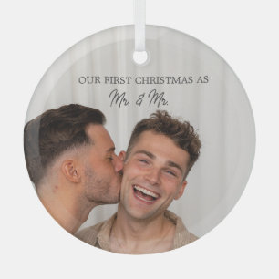 Personalisiertes Foto Unser erstes Weihnachtsfest Ornament Aus Glas
