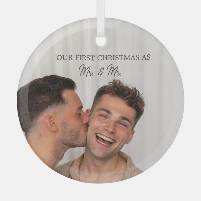 Personalisiertes Foto Unser erstes Weihnachtsfest Ornament Aus Glas (Vorderseite)