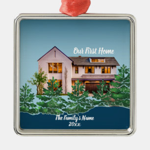 Personalisiertes Foto Unsere erste Zuhause Weihnac Ornament Aus Metall