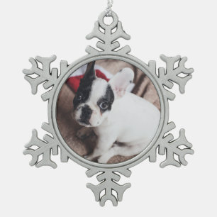 Personalisiertes Foto Upload Design Eigene Weihnac Schneeflocken Zinn-Ornament