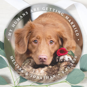 Personalisiertes Foto Verlobung Hunde Hochzeit Runder Aufkleber