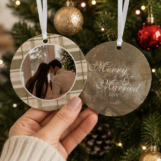 Personalisiertes Foto von glücklichem und verheira Ornament Aus Metall