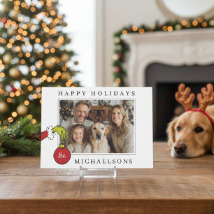 Personalisiertes Foto von Grinch, der einen Weihna Feiertagskarte