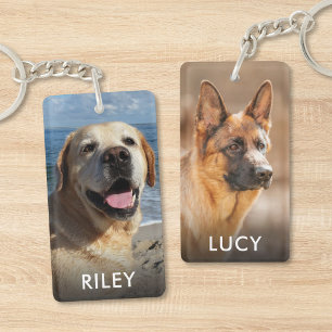 Personalisiertes Foto von Hund und Katze auf doppe Schlüsselanhänger
