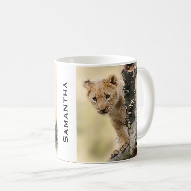 Personalisiertes Foto von Löwenjungen, das auf ein Kaffeetasse (VorderseiteRechts)