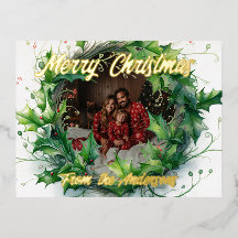 Personalisiertes Foto Watercolor Holly Wreath