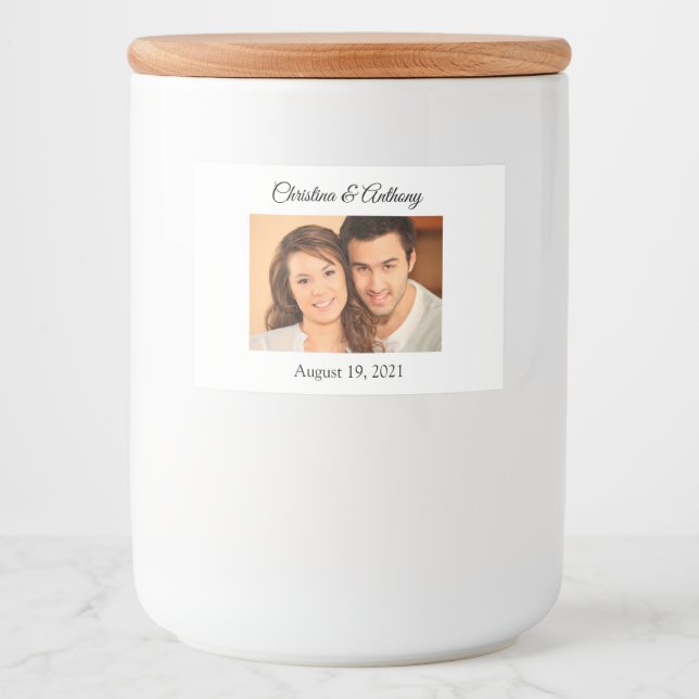 Personalisiertes Foto Wedding Jar Bevorzugung Labe Lebensmitteletikett (Vorderseite)