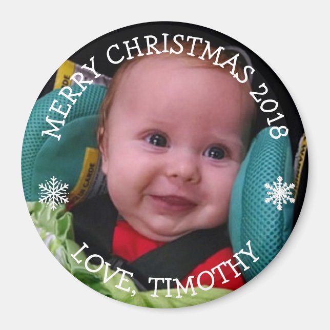 Personalisiertes Foto Weihnachten Schneeflocken Ma Magnet (Vorne)