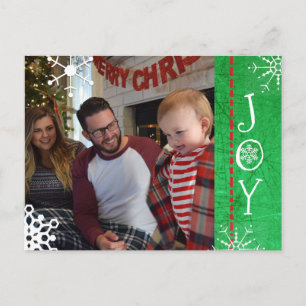 Personalisiertes Foto Weihnachtsfreude Grün Feiertagspostkarte