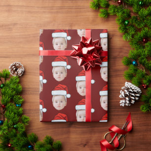 Personalisiertes Foto Weihnachtsmannmütze Weihnach Geschenkpapier