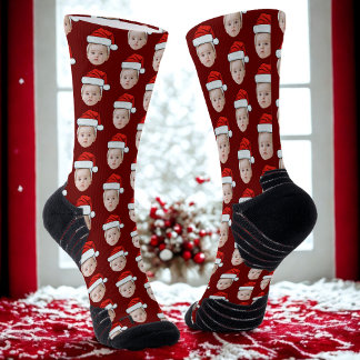 Personalisiertes Foto Weihnachtsmannmütze Weihnach Socken